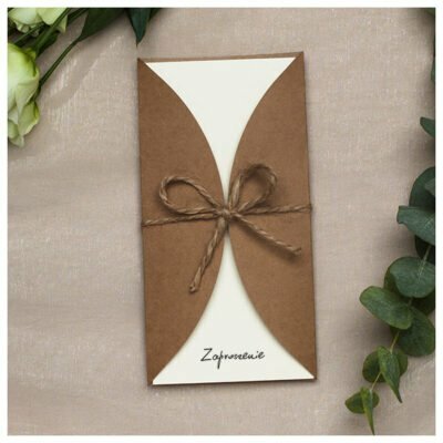 zaproszenia ekologiczne ze sznurkiem połówki