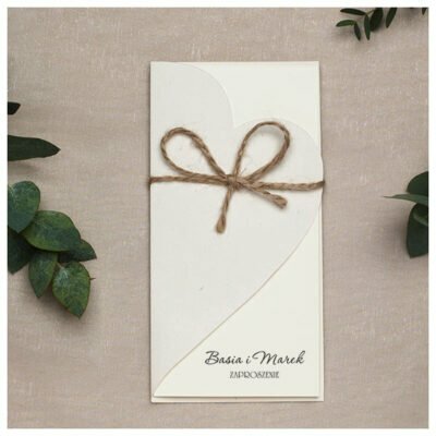 zaproszenia ze sznurkiem eko serca