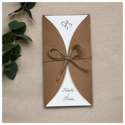 zaproszenia ekologiczne ze sznurkiem połówki
