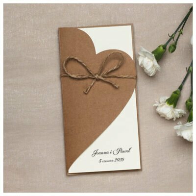 zaproszenia ze sznurkiem eko serca